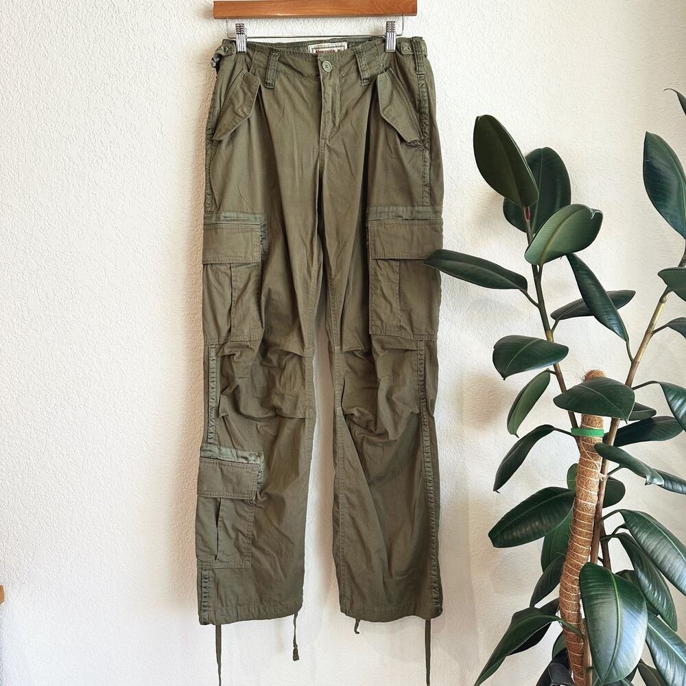 VTG Y2K Abercrombie & Fitch‎ Womens Cargo Utility Pants 26 Military Paratrooper
